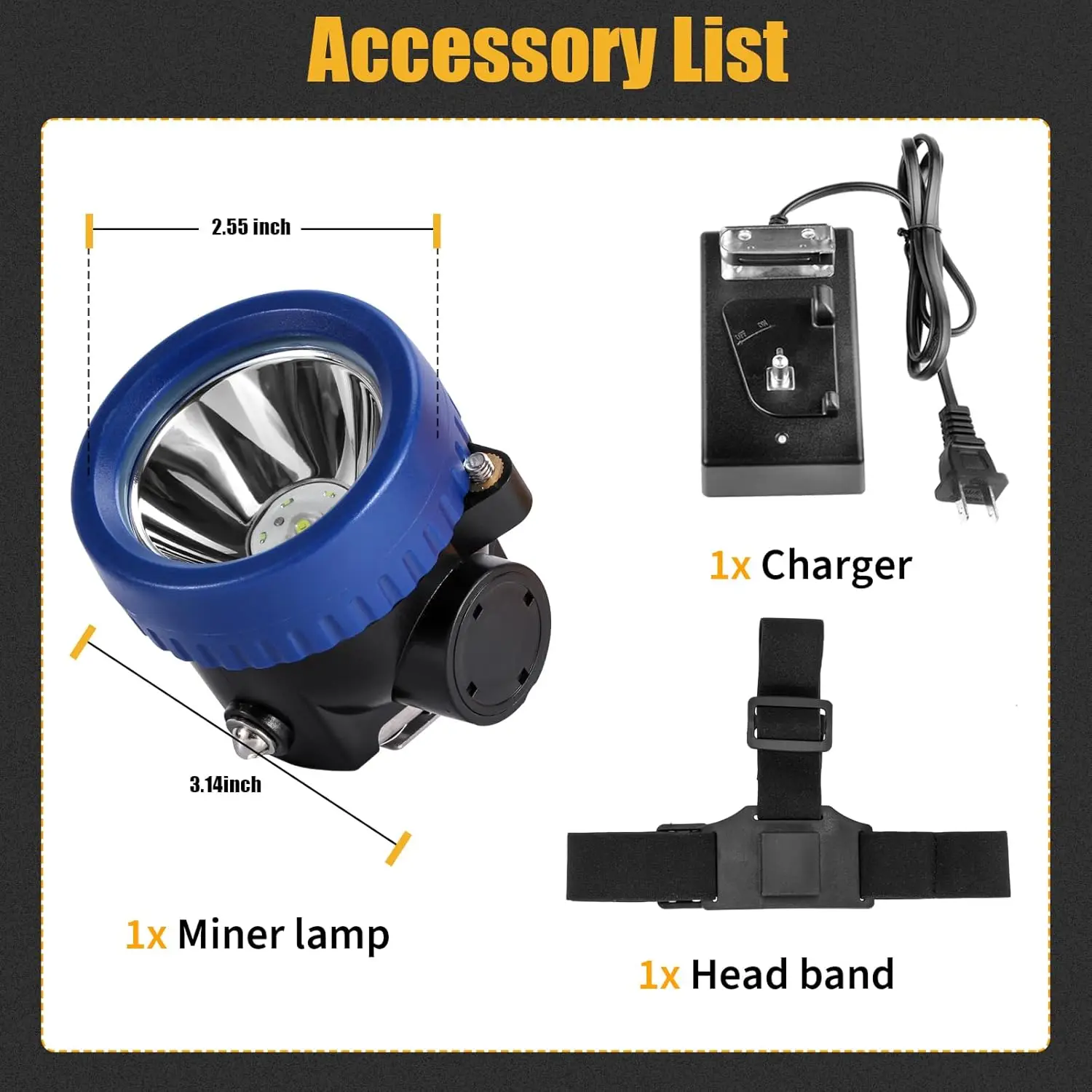 Rechargeable Mining Headlight, 7 LED Explosion Proof Cap Lamp for Hunting, Camping, Fishing, Hiking