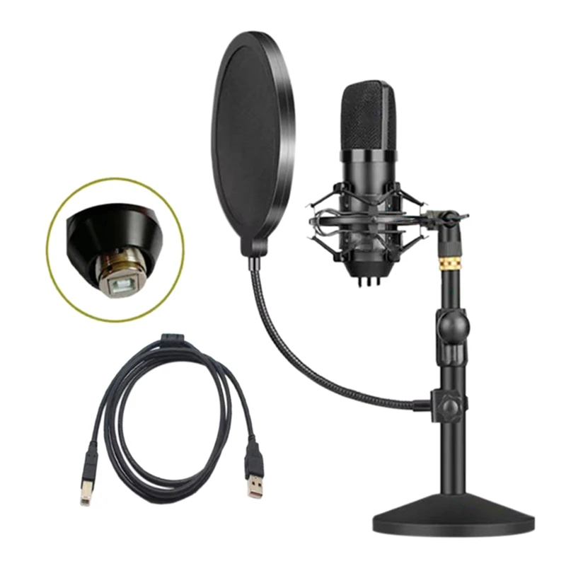 

192K High Sampling Rate Computer USB Microphone Recording Microphone Stand Sound Card K Song Set