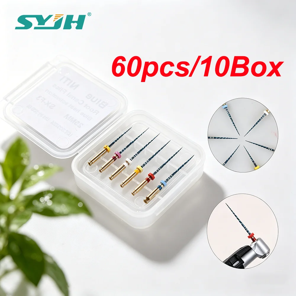 

SYJH Dental 60pcs/10Box Nickel-titanium Canal Root Files Sx-F3 Blue Files 19/21/25/31mm Heat Activation Dentistry Instrument