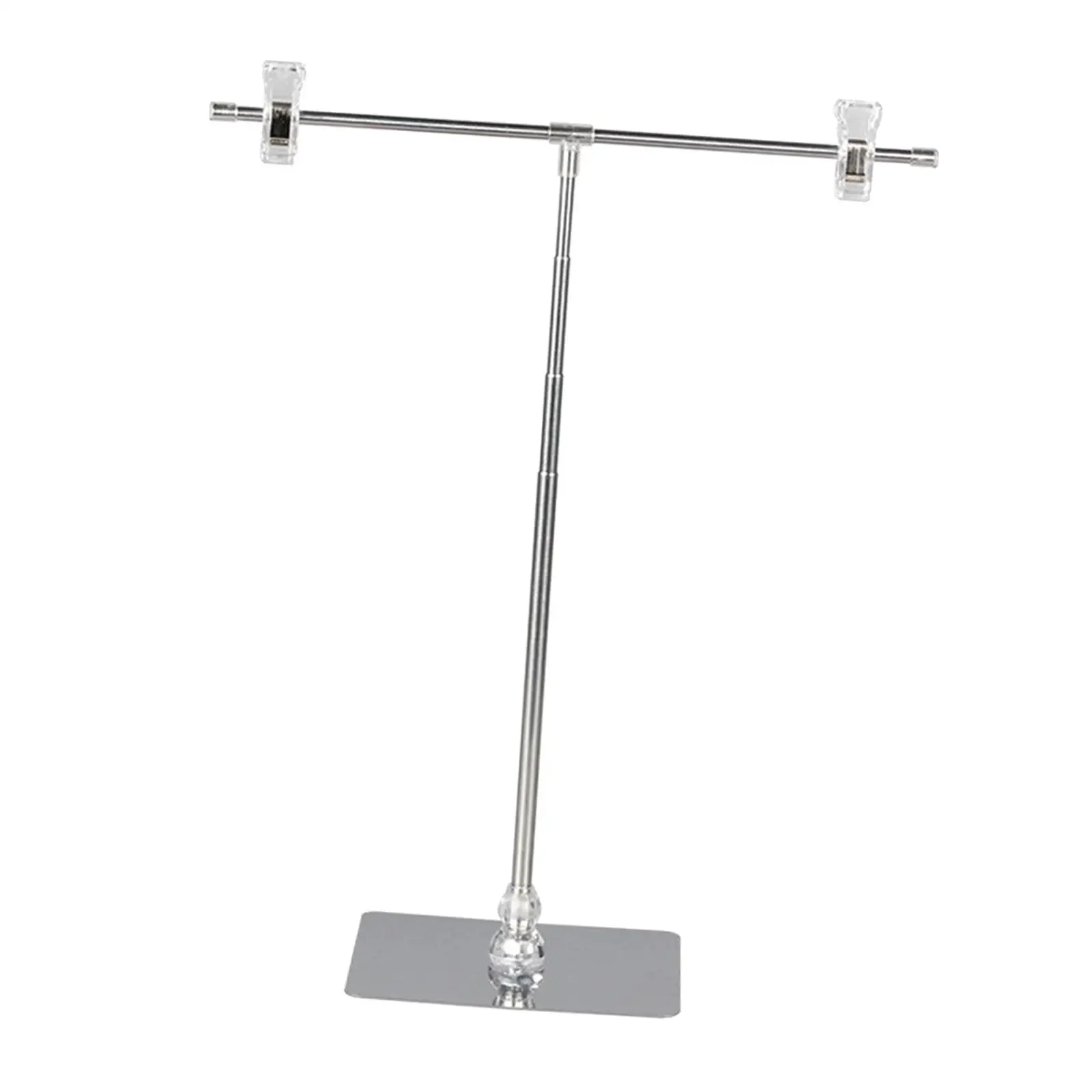 Adjustable Poster Stand Stretchable T Sign Holder Stainless Steel Banner Stand Floorstanding with Clip for Store Counter Bars