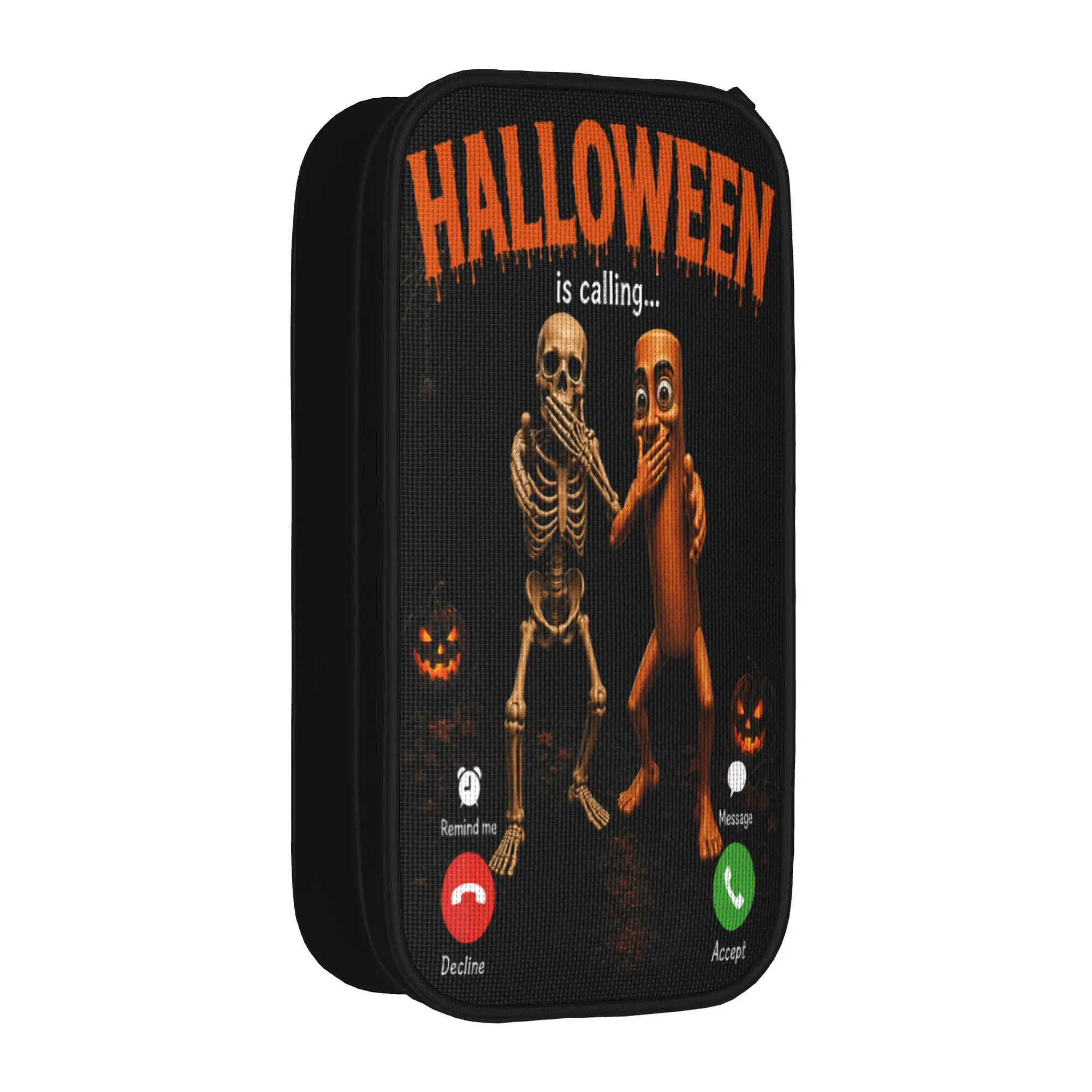 Tung Tung Sahur Skeleton Halloween is Calling Viral Dance Pencil Case Pen Box Students Kawaii Large Back To School Pencil Cases
