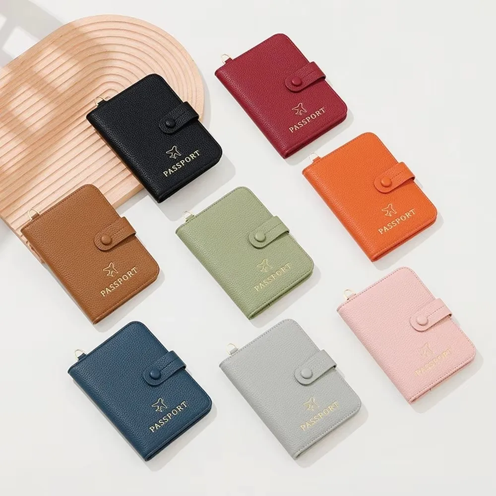Portable RFID Blocking Passport Cover Case Hanging Neck Card Holder Travel Passport Holder PU Leather Passport Wallet Trave