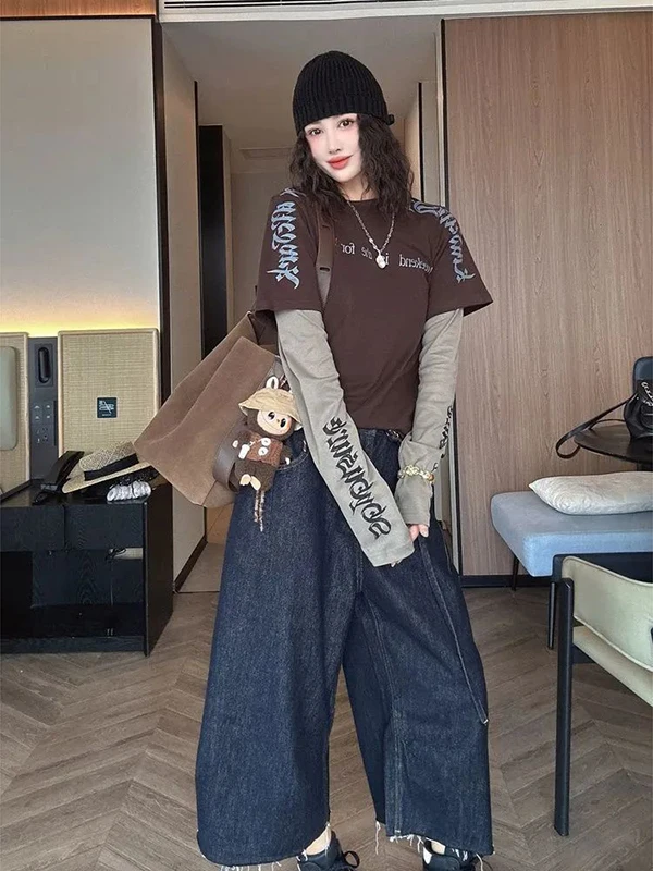 

plus Size 300 Pou Autumn Vintage Long Sve T-irt Women Loose Faion Top Design Sensation Small ence Cotton Polyester