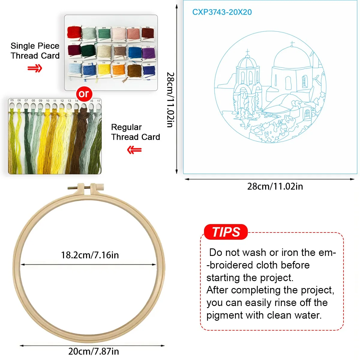 1 Stück 20X20CM/15X15CM 7,87/6,3 Zoll Blaues Schloss Stickerei Starter-Kit DIY-Kit DIY-Stickerei-Set Handarbeiten Malerei – Detail 5