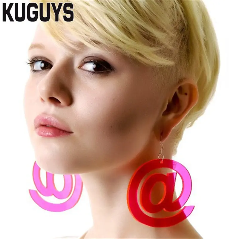Big Dangle Drop Earrings for Women Girls Neon Green Hot Pink Round Fashion @ Jewelry Acrylic HipHop Dancer DJ DS Accessories