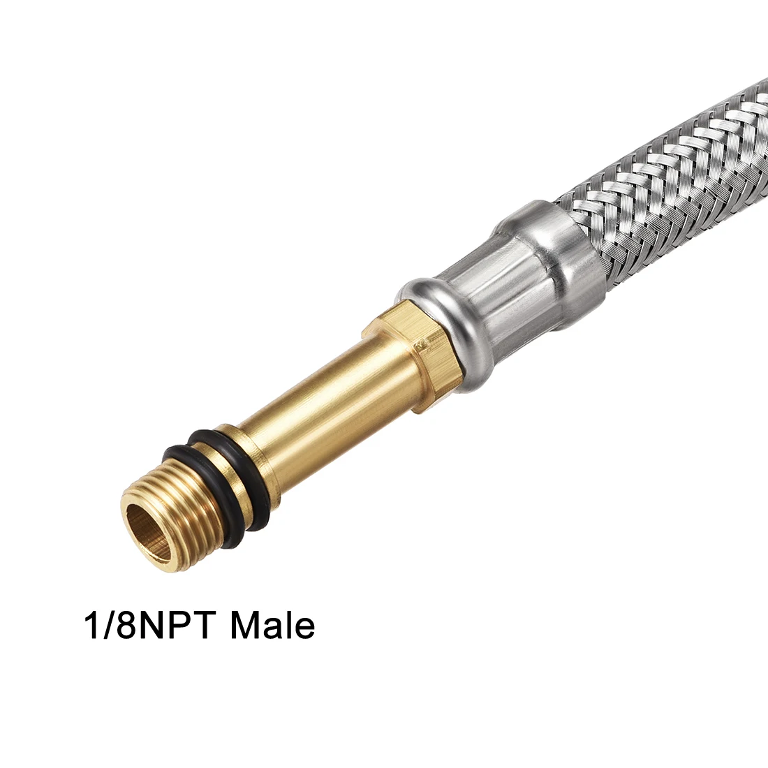 Tuyau tressé en acier inoxydable 304, G1/2, femelle 1/8NPT mâle, tuyau d'entrée d'eau chaude et froide, tuyau de connexion de toilette, 2 pièces