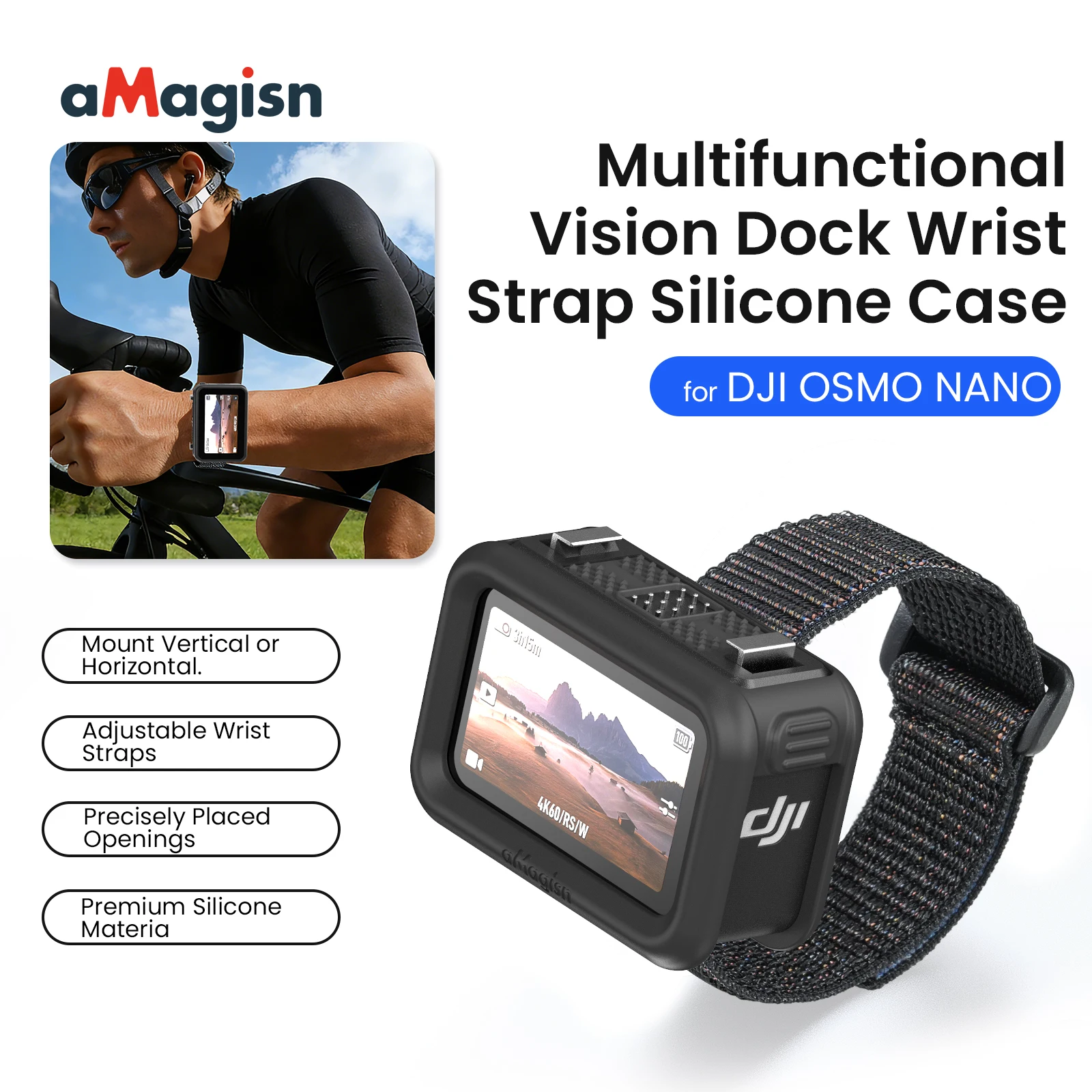 aMagisn Multi-Functional Expansion Strap for DJI Osmo Nano Vlog Silicone Protective Case Action Camera Protective Accessory