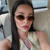 Fashion Small Polygonal Sunglasses for Women Luxury Brand Rmless Brown Rhombus Sun Glasses Woman Vintage Metal Shades Eyewear - Image 2