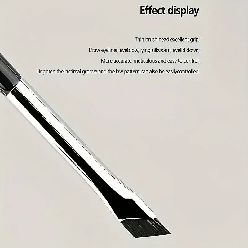 1pc Fine Angle Eyeliner Pencil Eyebrow Brush, Sickle Ultra-Thin Diagonal Flat Angle, Used for Silkworm Details Eye Makeup Beauty