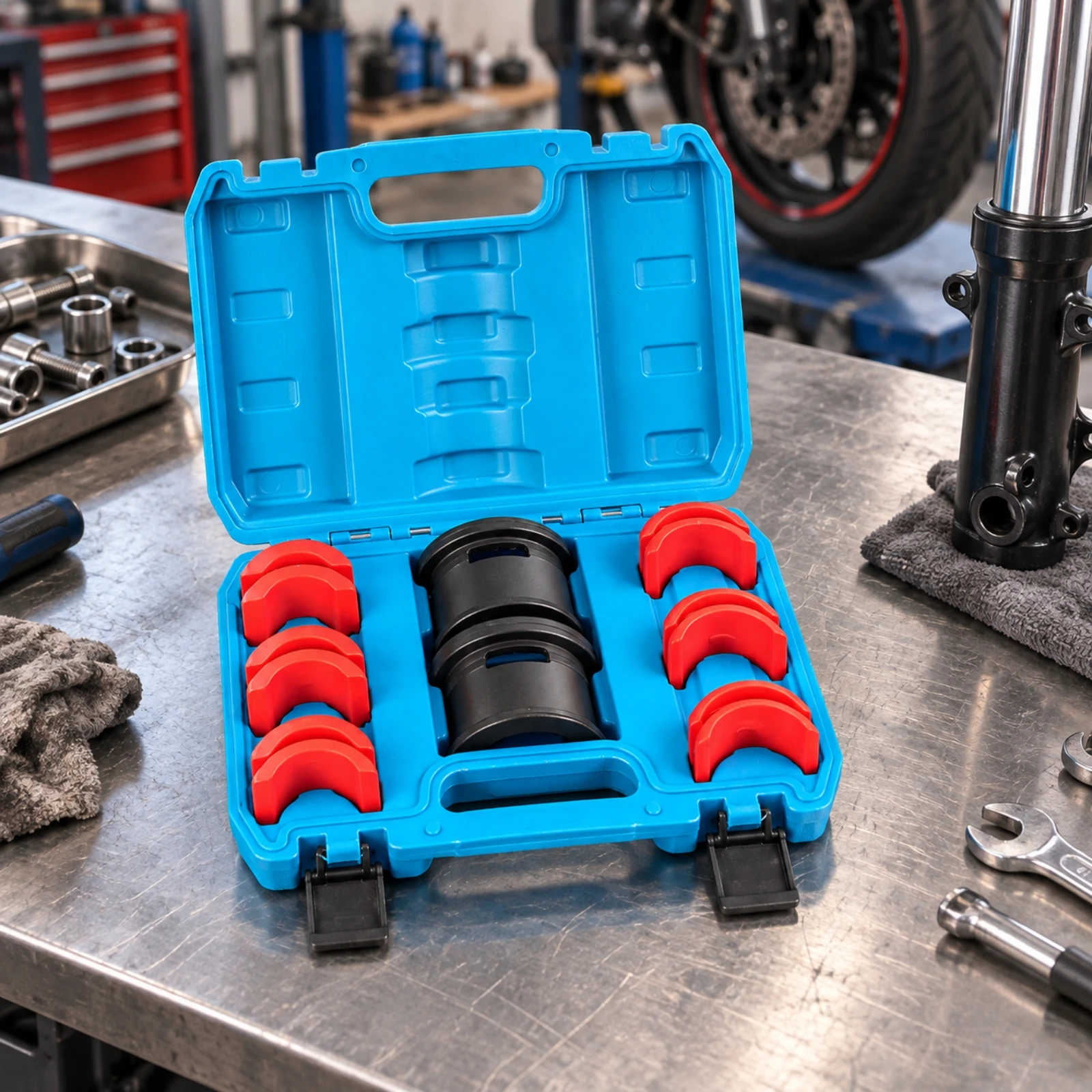 14 Pieces Motorcycle Front-Fork Oil-Seal Installation Tool Kit Safeguarding Motorcycle Fork Seal Driver Kit Organized Portable