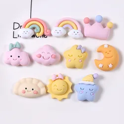 20 Pcs New Cute Mini Cartoon Rainbow Clouds Moon Flatback Resin Cabochons Scrapbook Diy Jewellery Decor Crafts Accessories A71