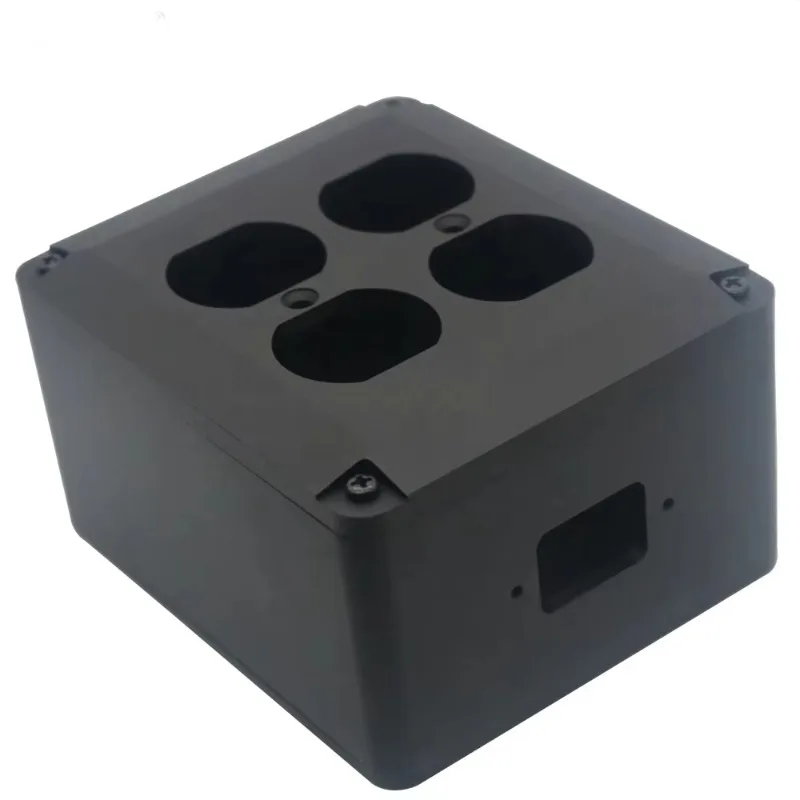 4 Hole Black IEC Power Socket Outlet Box 11075130mm   HIFI OEM ODM Kit for Audio Video Stereo Power Equipment