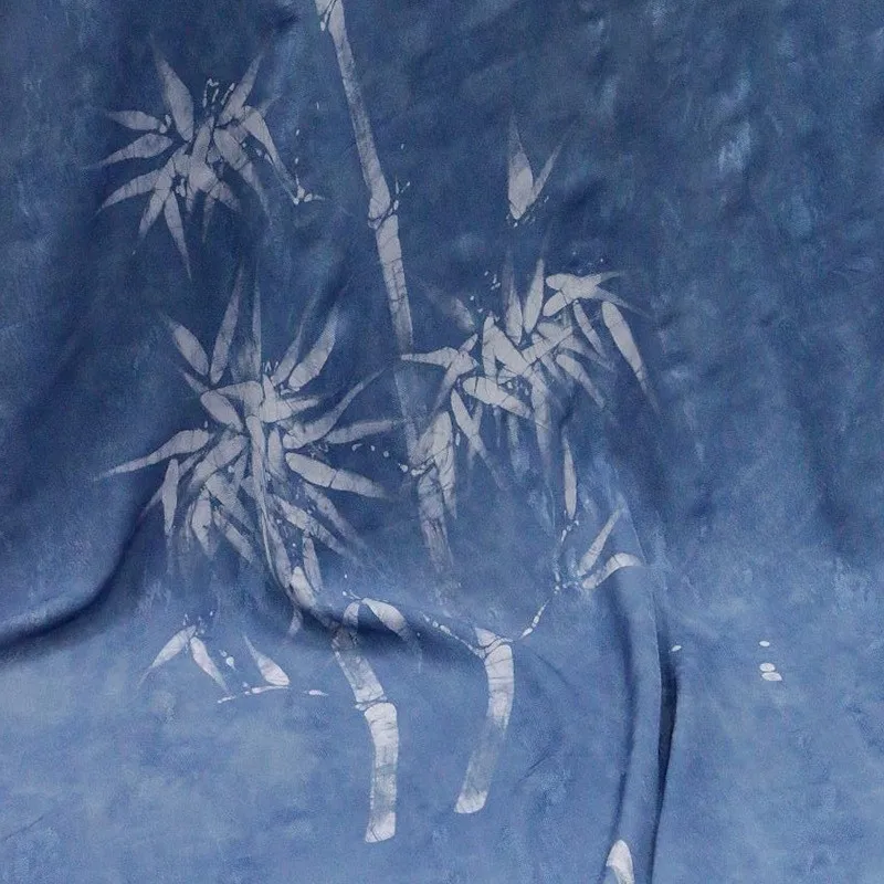 Miao ethnic group's wax blue-dyed silk jacquard fabric for Hanfu cheongsam and dress designers