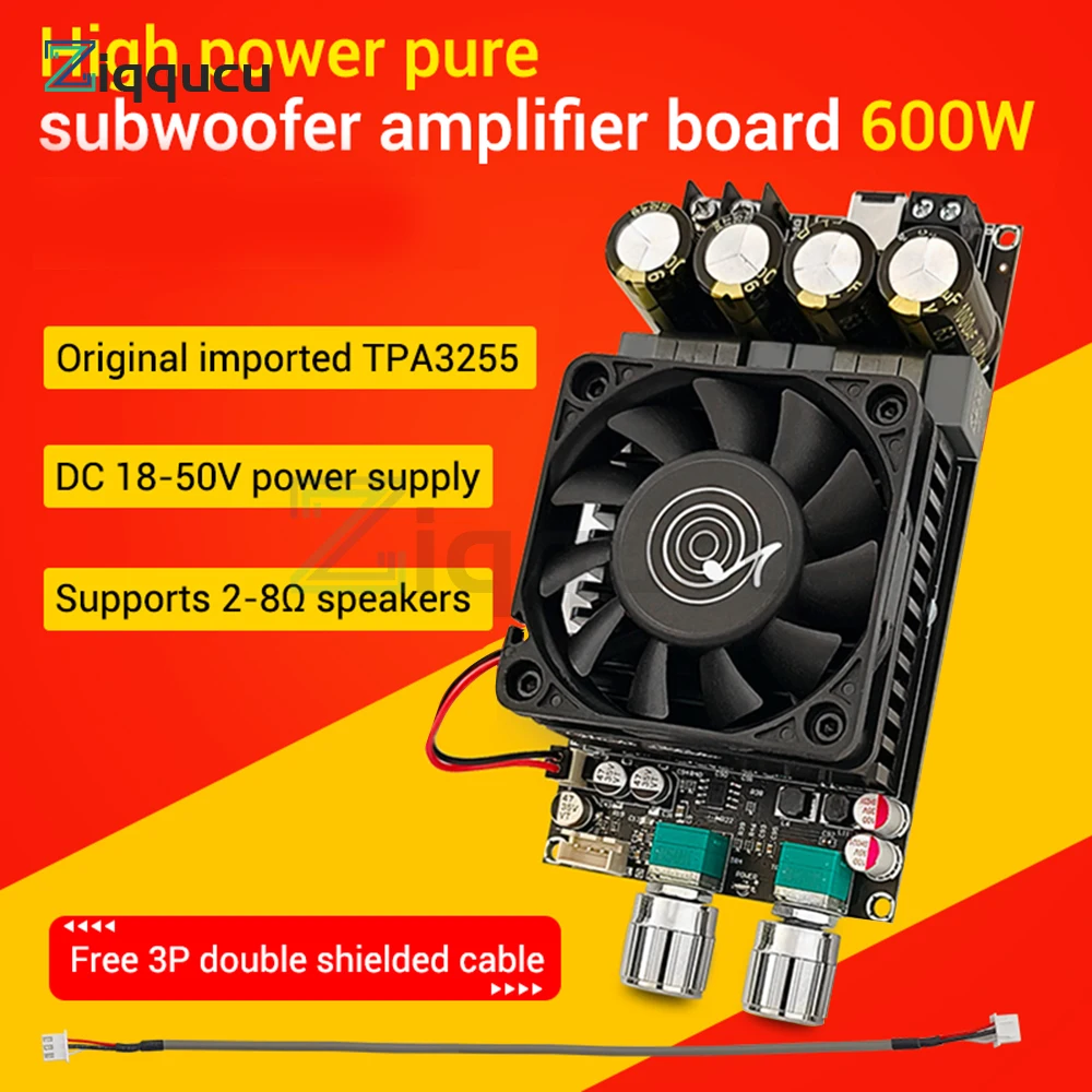 600W ZK-6001  Active Subwoofer Pure Post Amplifier Board DC18-50V Low-Pass Filter Mono Frequency Volume Adjustment TPA3225