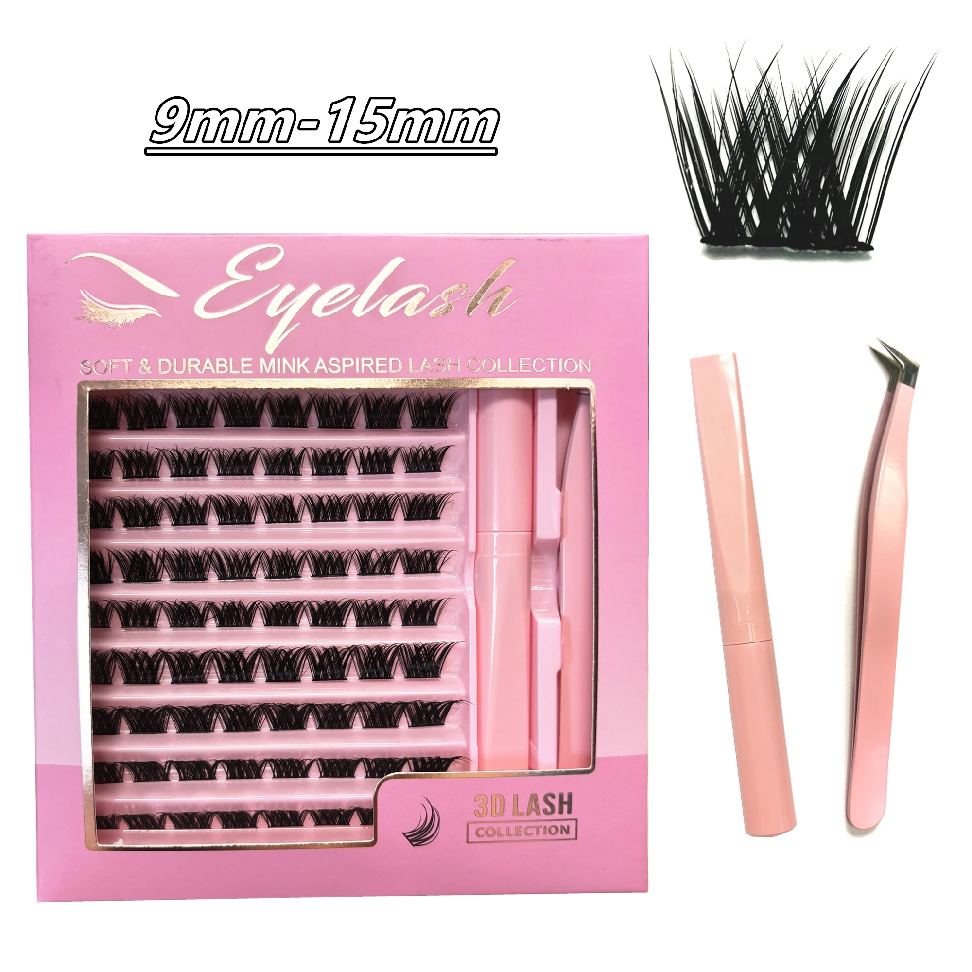 80PCS Cluster Wimpern Mit Bond und Pinzette Make-Up Werkzeuge DIY Wimpern Verlängerung Kit für Wimpern Wasserdichte Wimpern Set dick