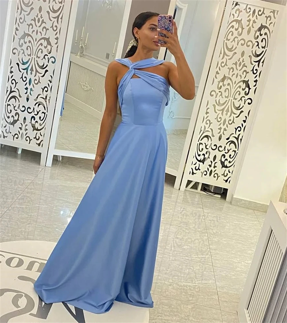 Vestidos de fiesta sin mangas, delicados, sin tirantes, de satén clásico, personalizados, elegantes, corte en A, hasta el suelo, fruncidos, para ocasiones especiales