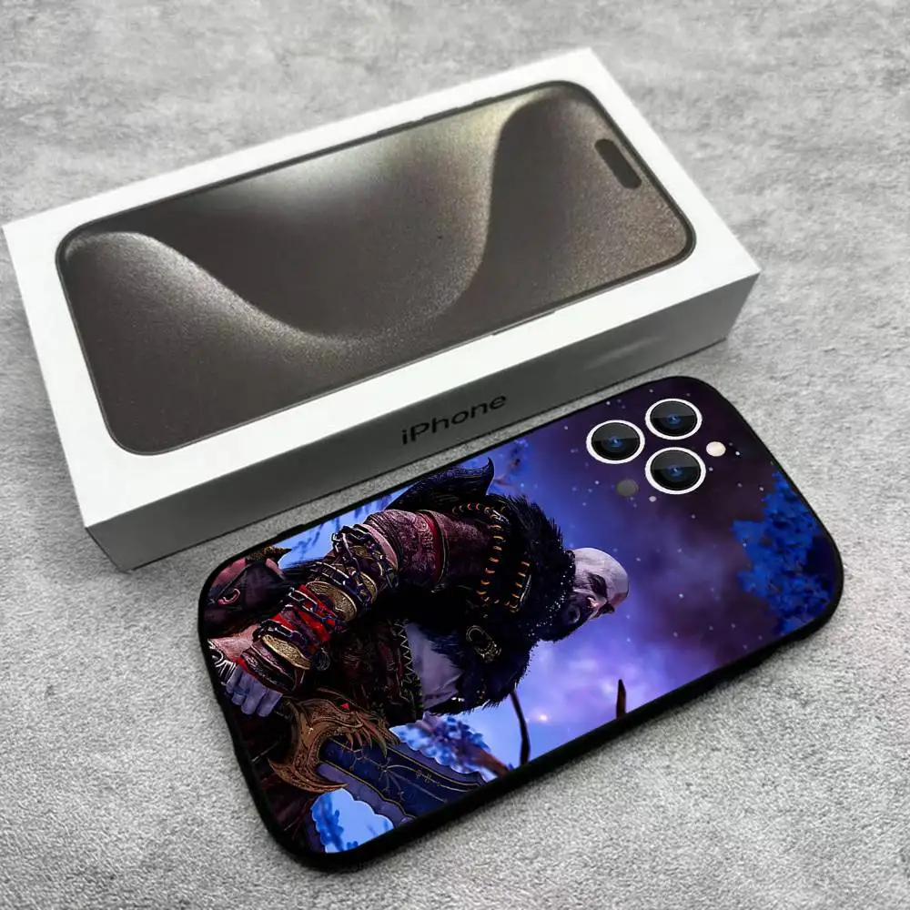 حافظة هاتف G-God of W-War Kratos لهاتف iPhone 17,16,15,14,13,12,Pro,Max,Plus,E,SE4,Air,Mini Black Soft Box #2