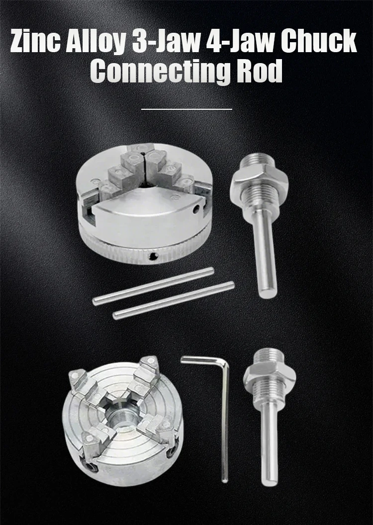 Zinklegierung 3-Kiefer 4-Kiefer Selbstzentrierendes Spannfutter Verbindungsstange Holzdrehspannfutter Optionales Klemmzubehör für Mini-Metalldrehmaschine – Detail 1