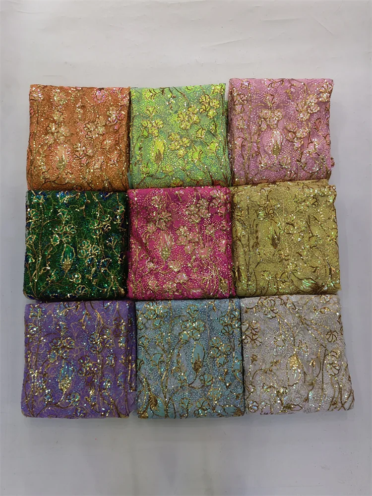 Luxury African Sequins Net Lace Fabric 2025 High Quality Groom Nigerian Wedding Bridal Embroidery French Tulle Lace For Sewing