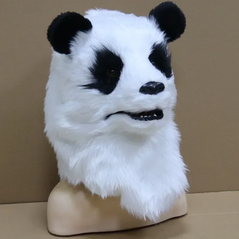 New Plush Glowing Panda Head Cover Halloween Animal Mask Cosplay Weird Prom Dress Up Prop Simulation Animal Headdress Panda Mask