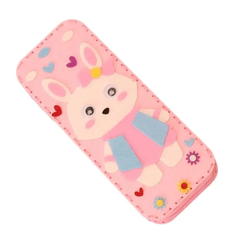 R53C Handmade Pencil Case Sewing Kits School Supply DIY Animal Pen Bag Develop Fine Motor Skills for Classroom Activity