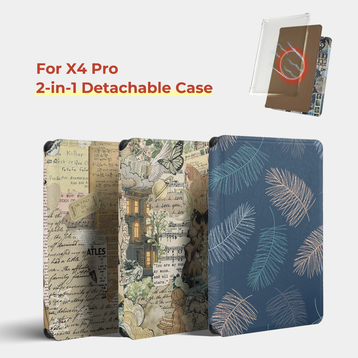 Twosheep Abstract Art Case suit for XTEINK X4 Pro XTEINK X4Pro Detachable Magnetic Clear TPU Shell Slim Skin Protective Cover