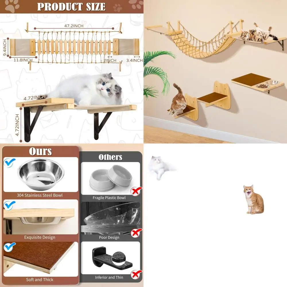 

70 настенных элементов мебели для кошек: мостик, лежанка, гамак, лазалка и кровать