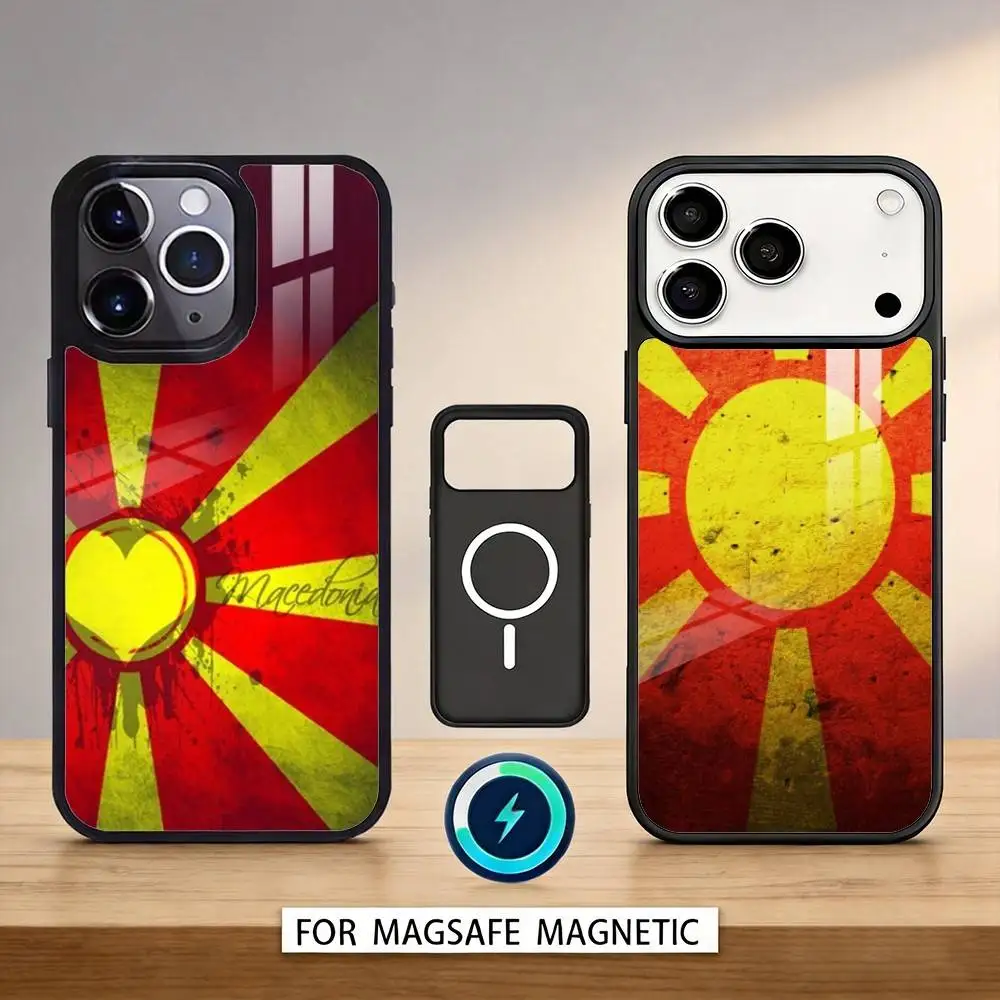

1PC M-macedonia Flag Phone Case For iPhone 17,16,15,14,13,12,Pro,Max For Magsafe Magnetic Wireless Charging