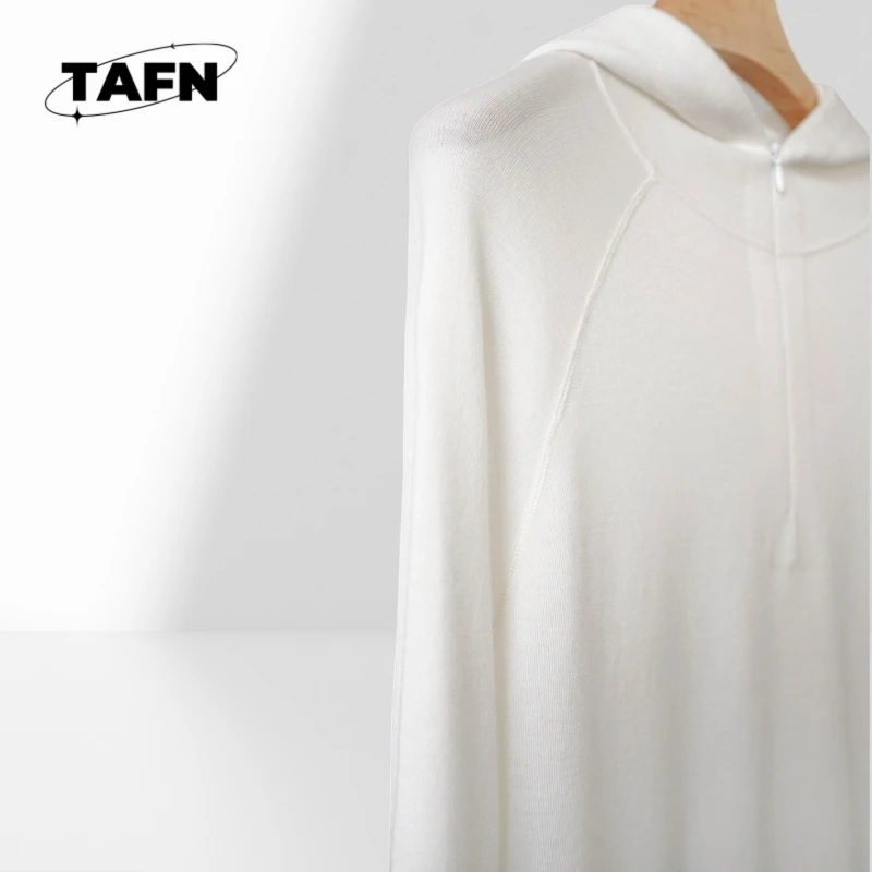 25 ヨーロピアンスタイル カシミア プルオーバー セーター - 春夏カジュアルウェア フード付きセーター 美しくシンプルでスタイリッシュA25191