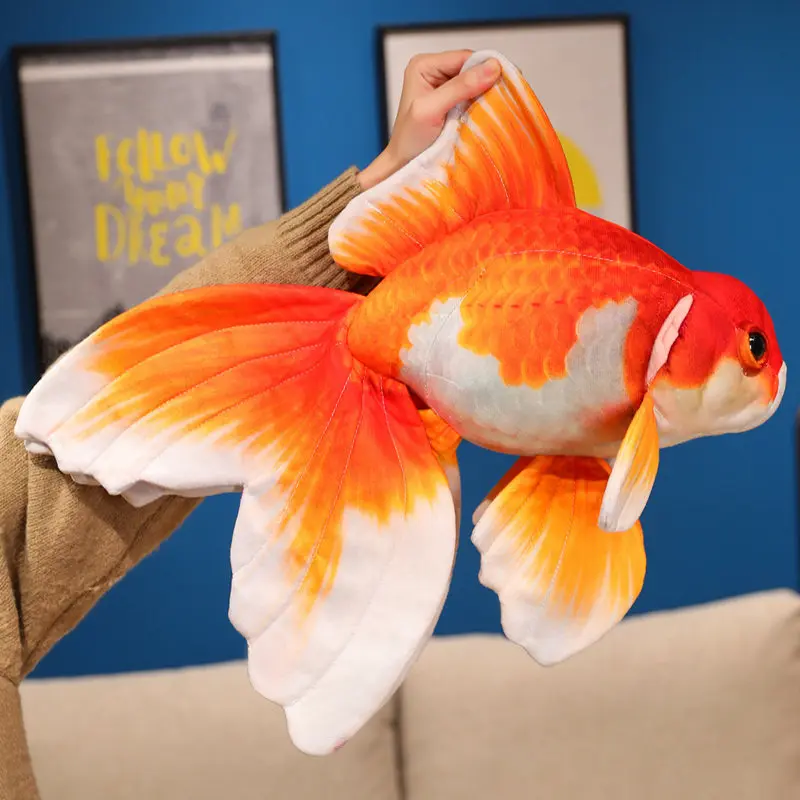 3D Plush Goldfish Stuffed Toy,Simulated Ornamental Fish Doll,Lucky Fabric Model Decor, Gift for Hobby Fans Home Table Decoration