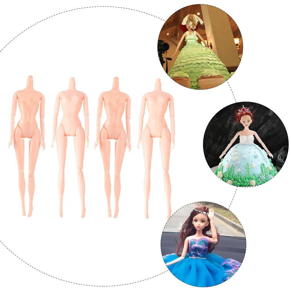 4 Pcs Model Toys Girls Dolls Childrens Plastic DIY Cake Mold Baking Molds Naked Joint