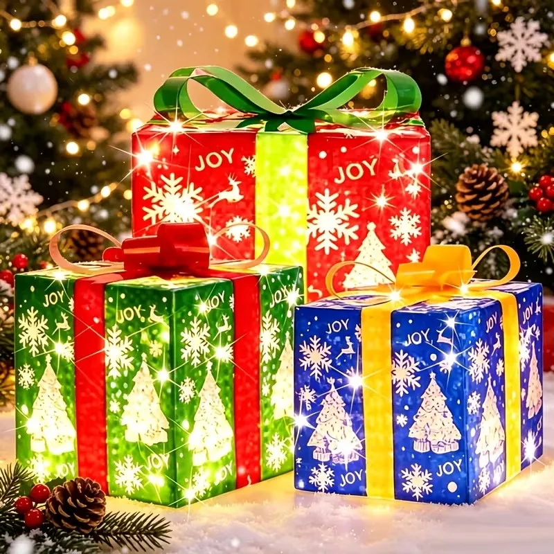 3pcs Christmas Gift Box Lights, Fairy Light String, Indoor And Outdoor Decoration for Christmas, Halloween,Thanksgiving,New Year