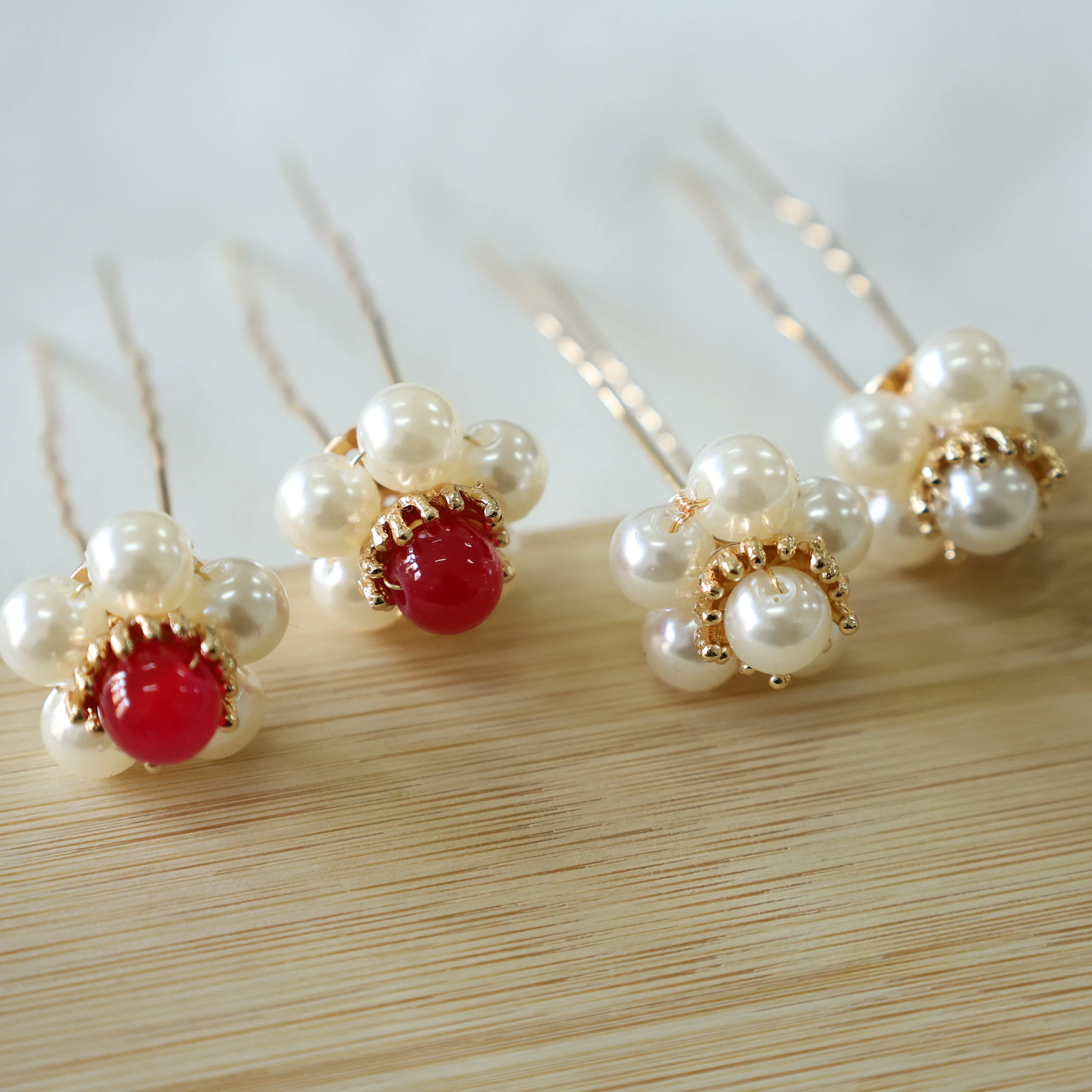 

Pearl small flower U hairpin embellishment hairpin flower bud Ming antique headdress