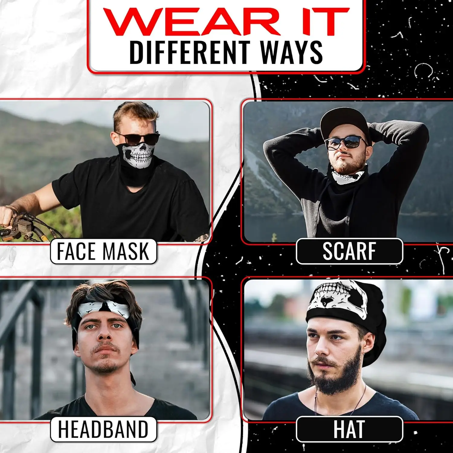 Skeleton Mask Christmas Skull Face Mask for Men Skeleton Half Mask Skull Balaclava Skull Neck Gaiter Half Balaclava Half Face view 4