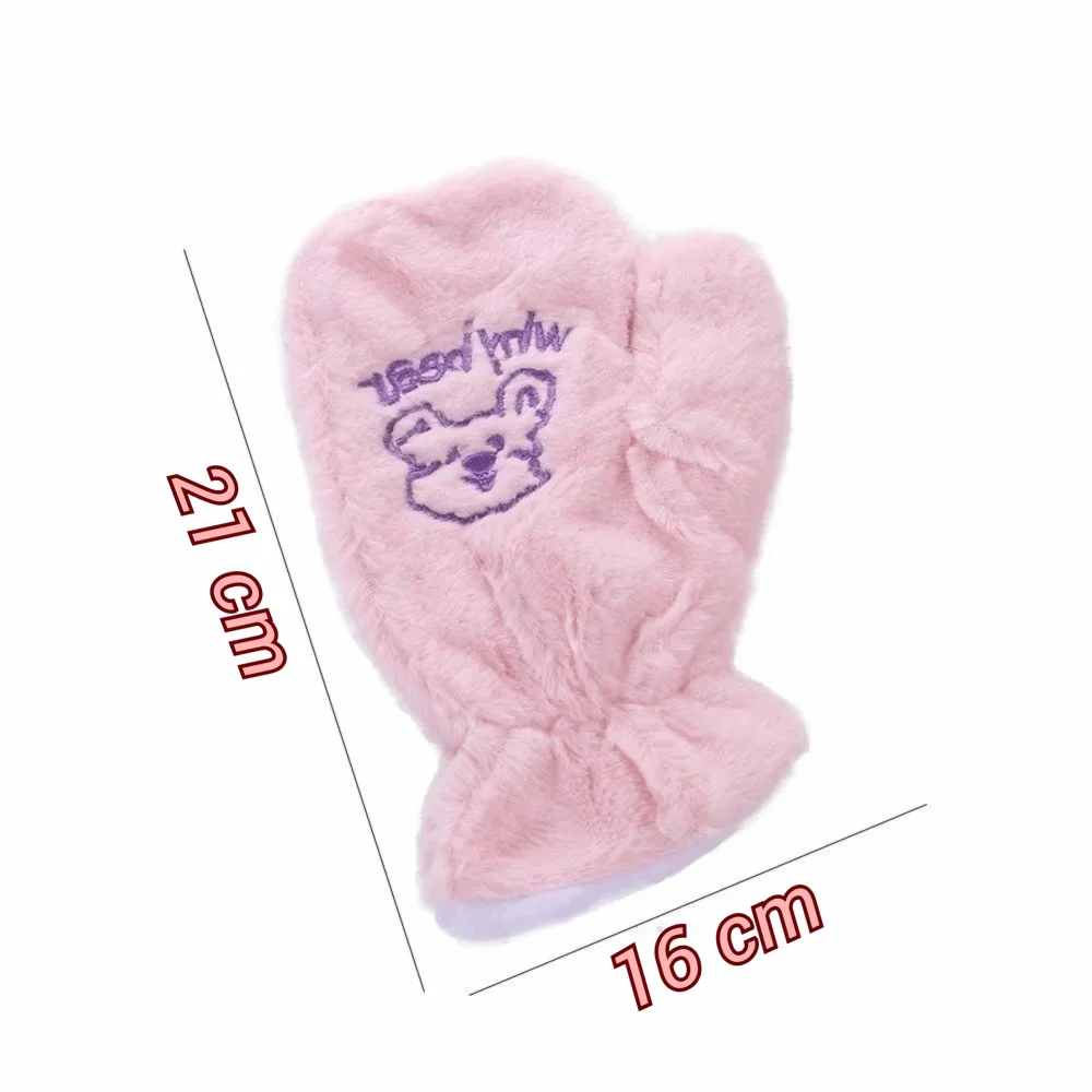 한국 스타일 풀 핑거 한국 만화 장갑 두꺼운 플러시 곰 장갑 플러시 장갑 추운 날씨용