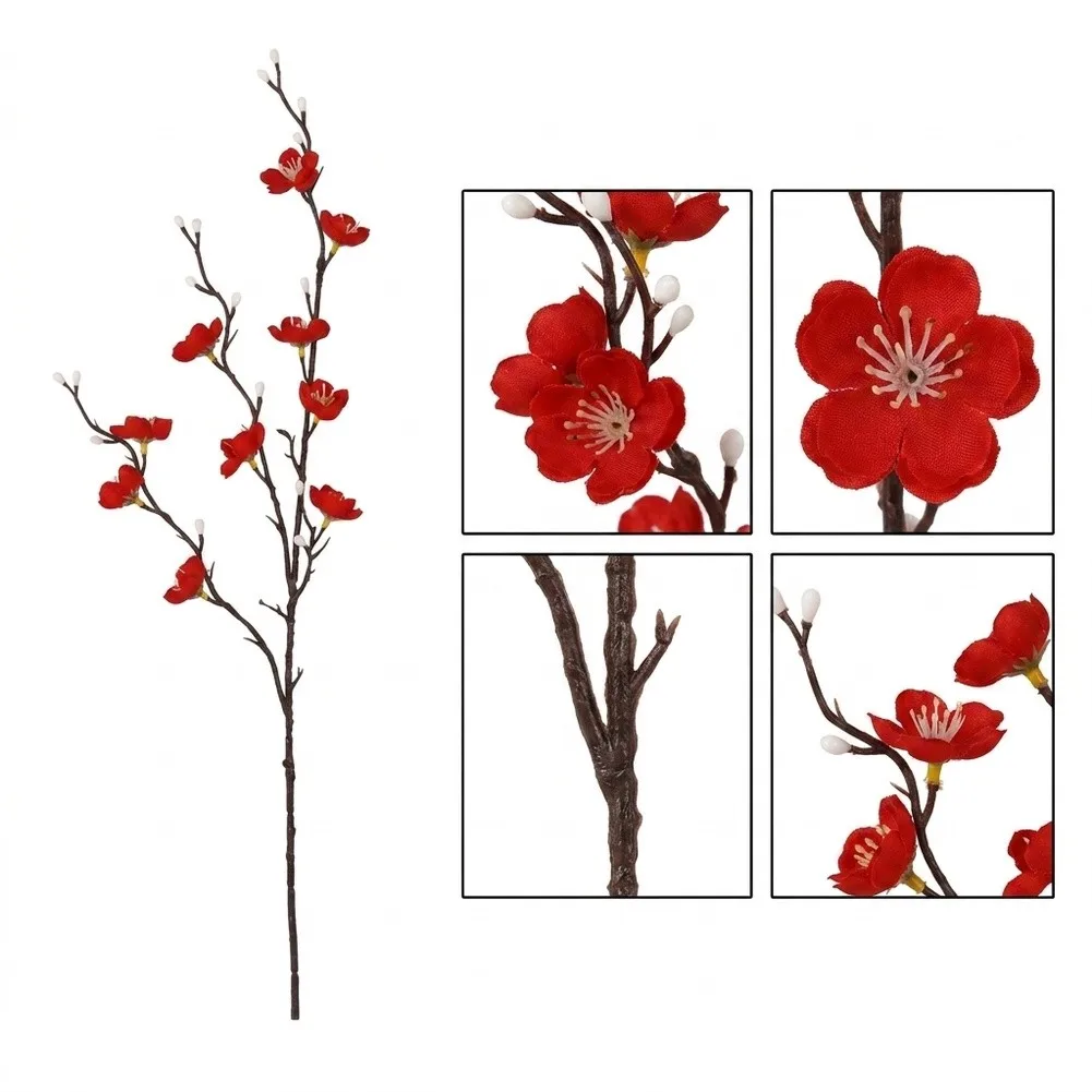 Red Artificial Blossom Branches 54cm Faux Flowers For Home Wedding Table Centerpiece Floral Decor Simulation Wintersweet