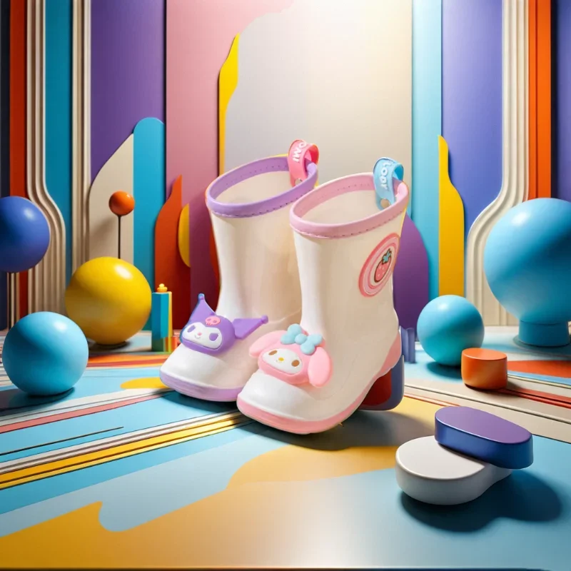 Sanrio scarpe da pioggia ragazze ragazzi Kid stivaletti da pioggia scarpe impermeabili scarpe da acqua con punta tonda scarpe morbide in gomma per