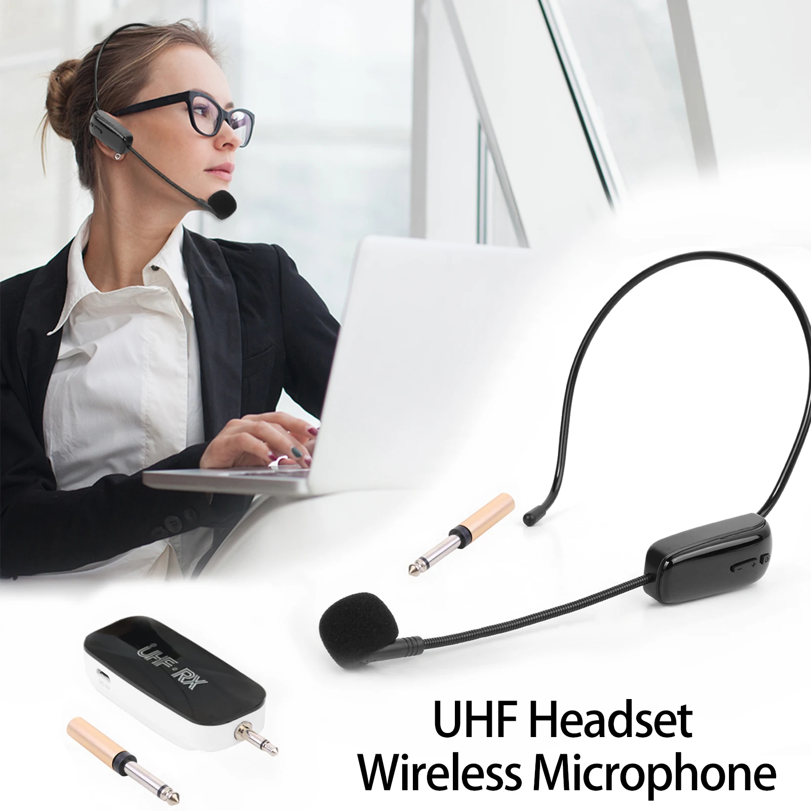 2 IN 1 Handheld UHF Wireless Microphone Headset Professional Head-Wear Mic 30M Range for Teaching Voice Amplifier Stage Speakers