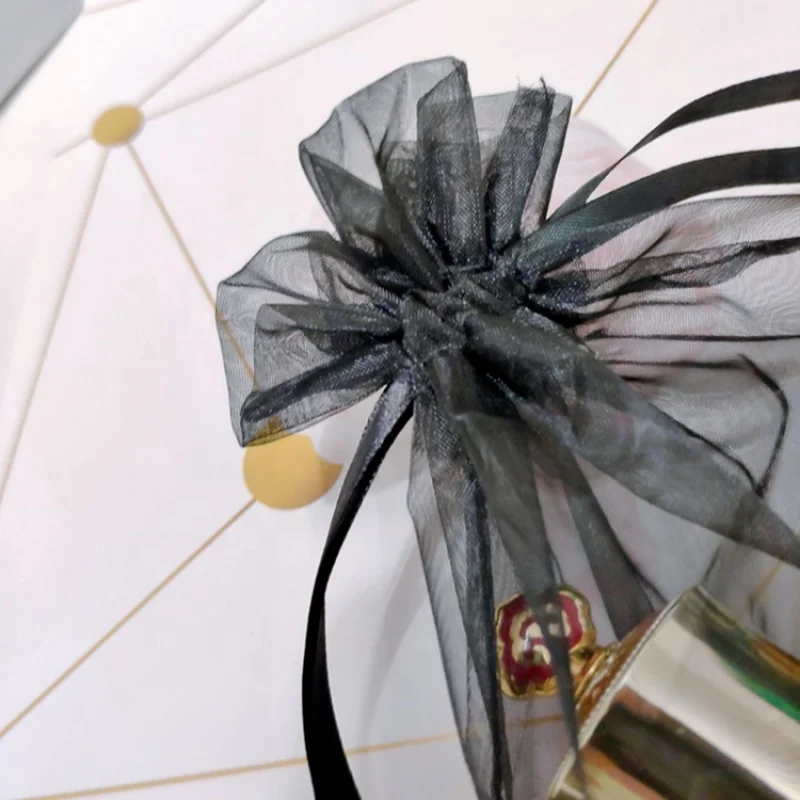 custom.Large Organza Bag with Ribbon Large Sheer Organza Bag Luxury Organza Bag China Screen Printing Supplier Customize Bl