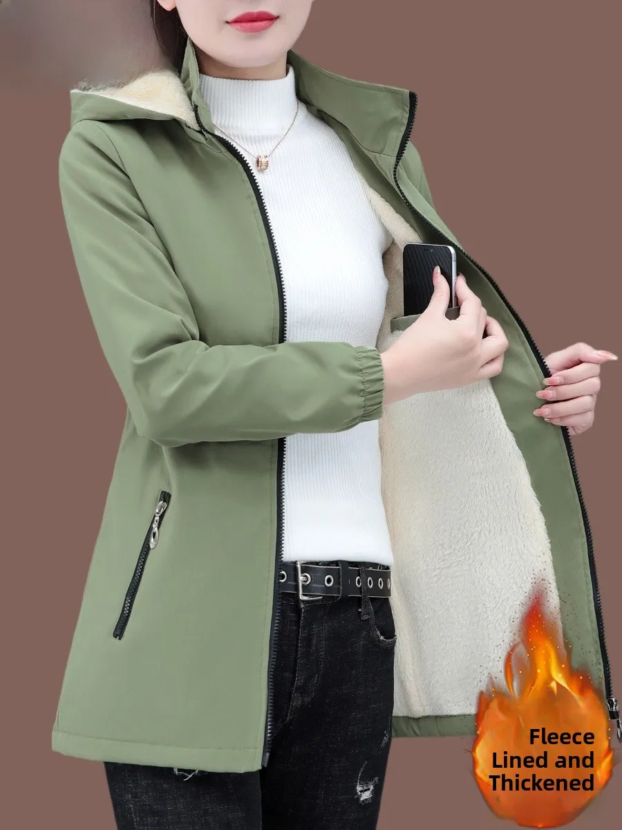 

Thiened Fce Autumn Winter Jaet Women's Mid-Length Coat Warm Large Size Windbreaker Top TUCANO Brand Polyester Fiber