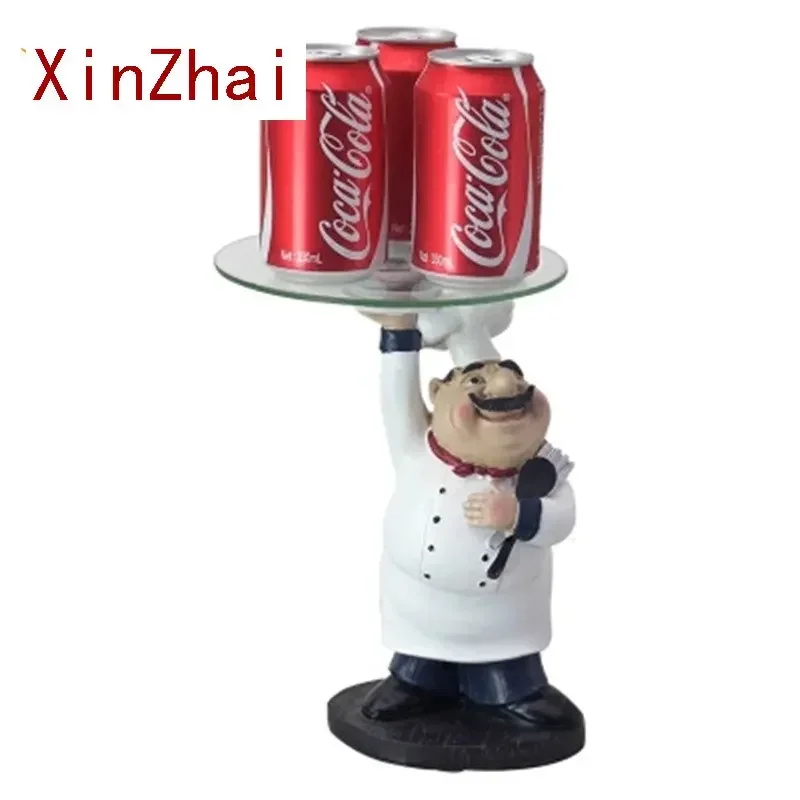 Vilead Resin Hand Lifting Tray Chef Figurines Creative Living Room Table Decration Fruit Storage Restaurant Ornaments Home Gift