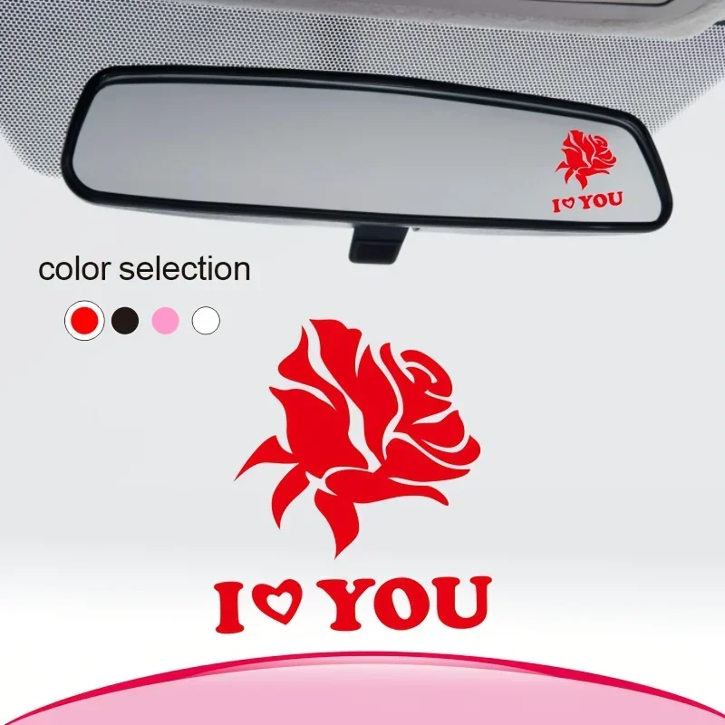 Rose I Love You Waterproof Vinyl Sticker Decal for Car Rearview Mirror Motorcycle Window Glass Laptop Water Bottle Scooter Decor