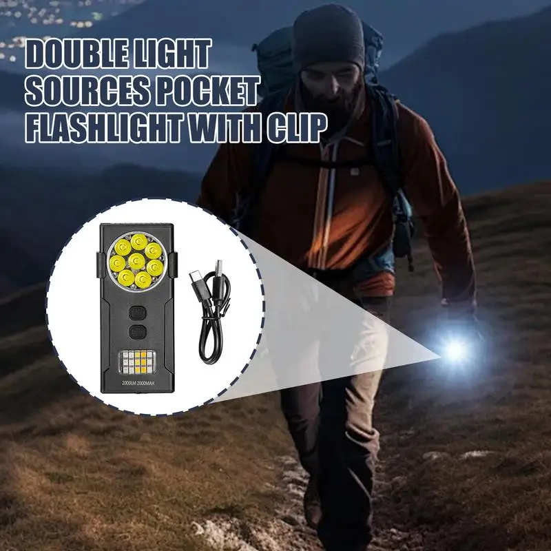 

Magnetic Flashlight Rechargeable Flashlight Key Chain Long Battery Life Clip Adjustable Multifunctional Light For Outdoor