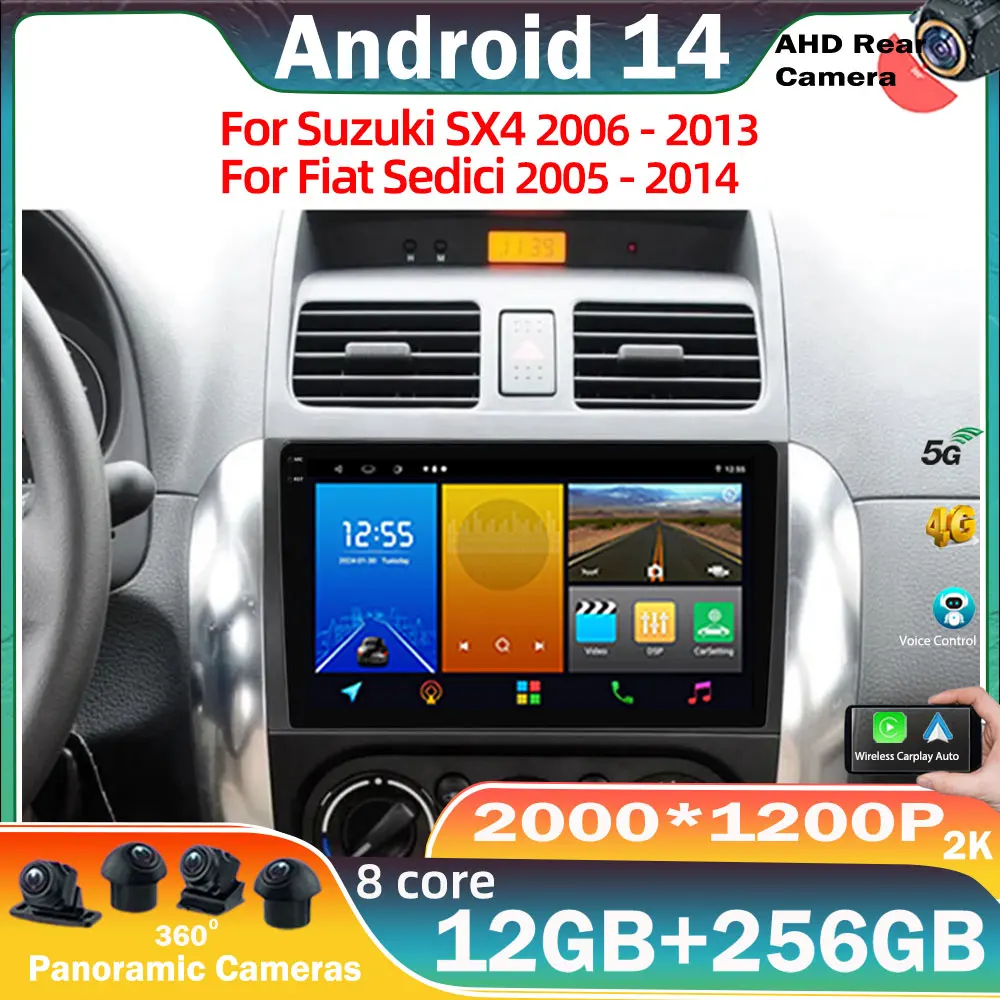 

Android 14 For Suzuki SX4 2006 - 2013 For Fiat Sedici 2005 - 2014 Car Radio Multimedia NavigationVideo Wireless 4G GPS Carplay
