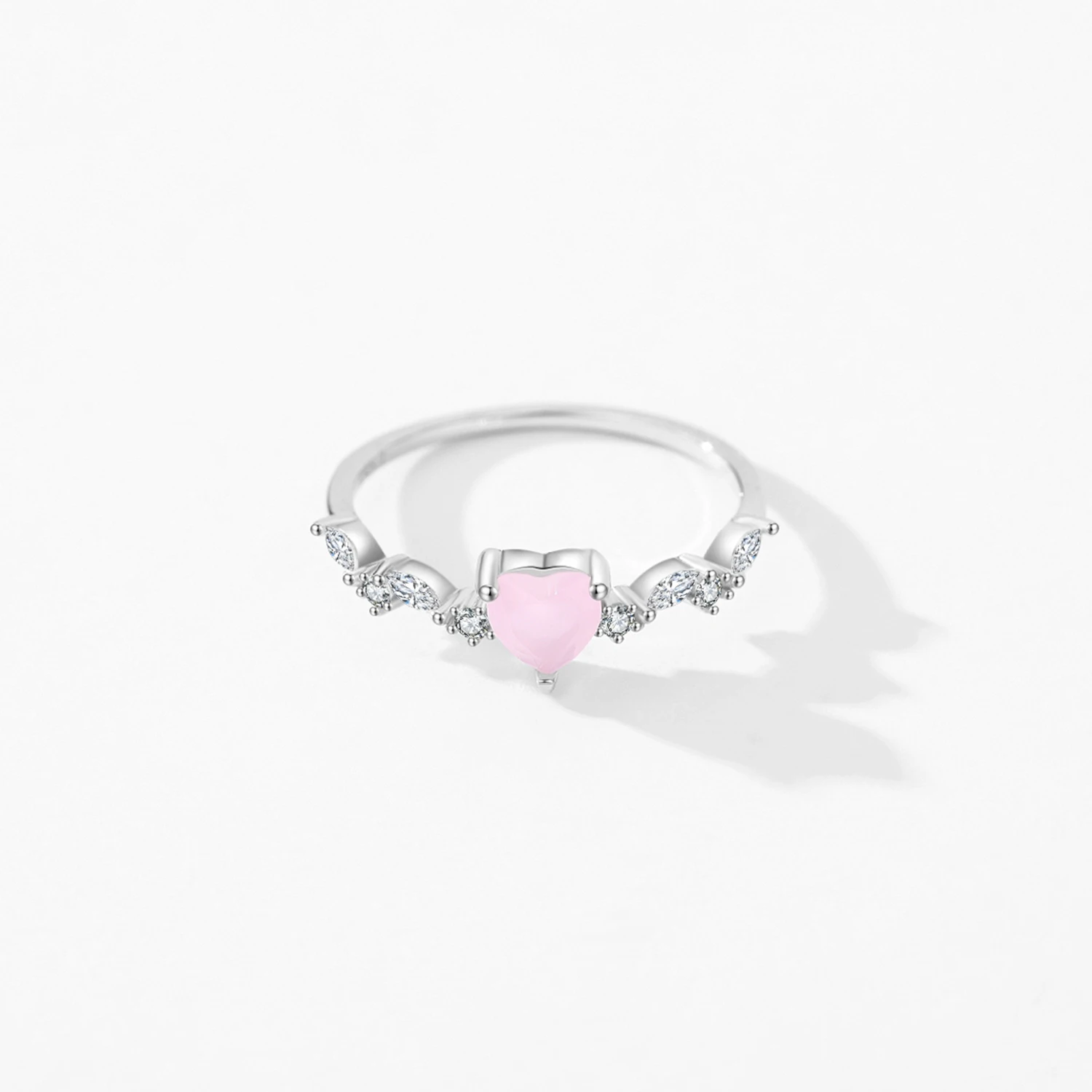 MODIAN 925 Sterling Silver Elegant Romantic Pink Crystal Heart Ring Luxury CZ Rings For Women Anniversary Fine Jewelry