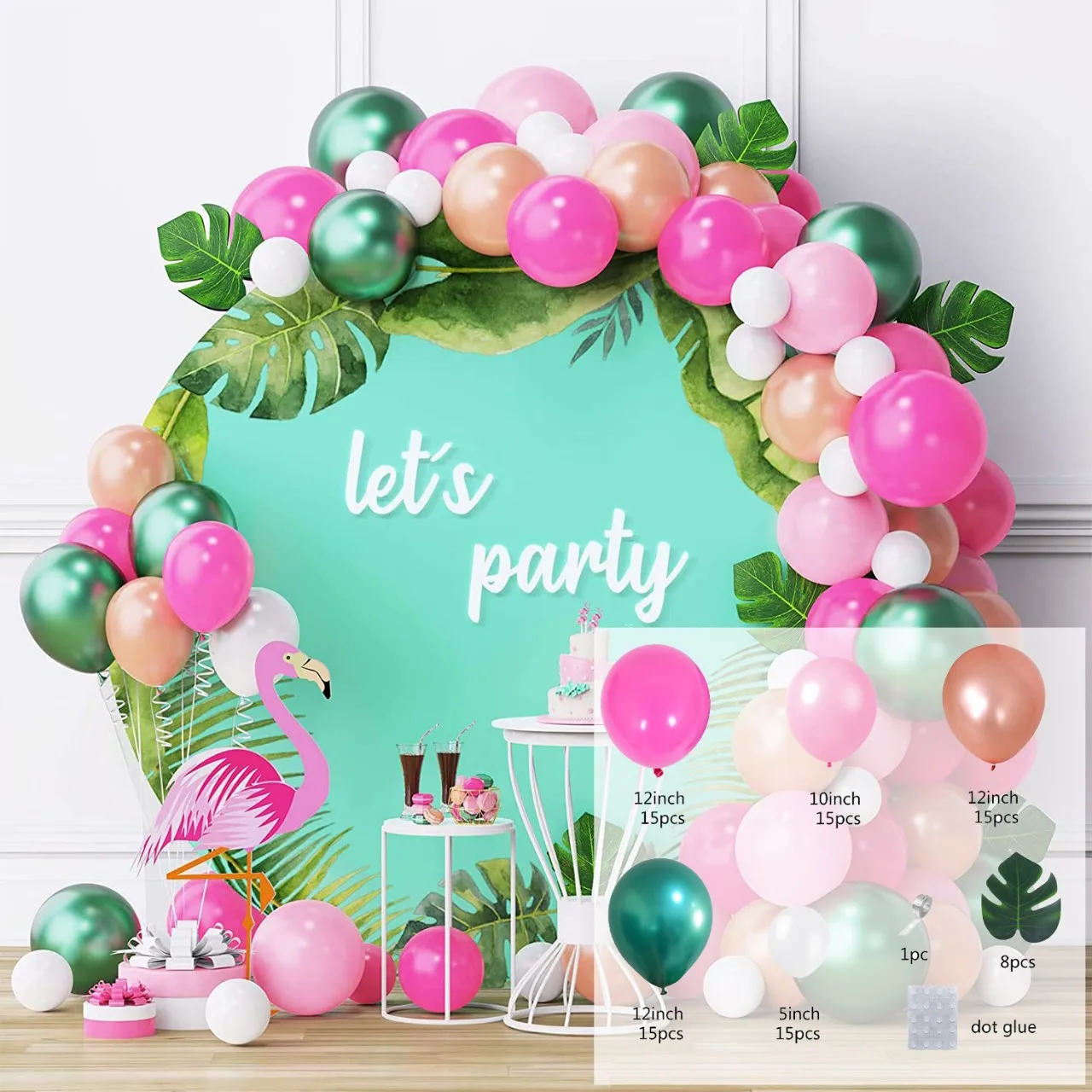 Tropical Hawaiian Balloon Garland Arch Kit Kid Birthday Party Decoration Flamingo Summer Hawaii Party Supplies Baby Shower Decor