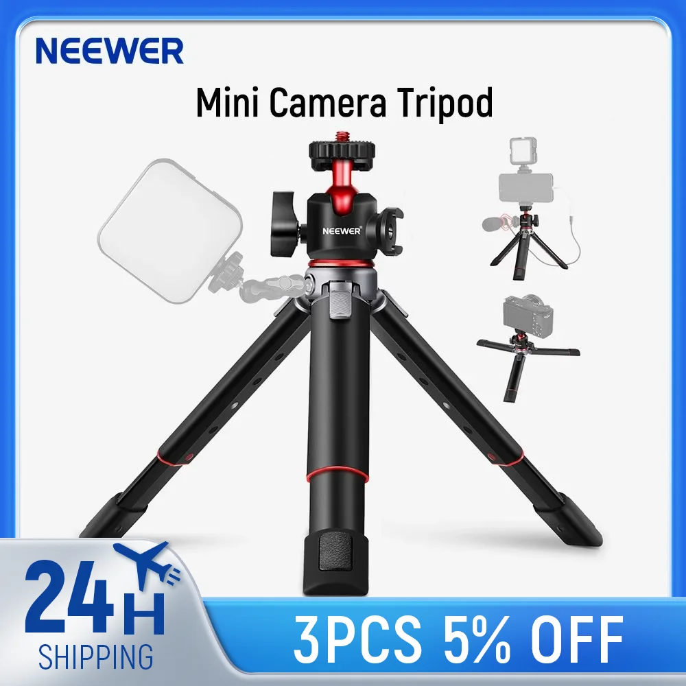 NEEWER Mini Camera Tripod with 360° Adjustable Ball Head and Accessory Shoe Extendable Vlogging Table Tripod For Camera iPhone