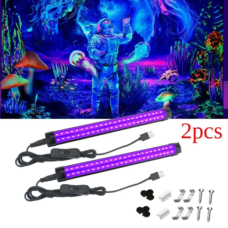 

1/2pcs LED Black Light Tube 6W USB UV LED Black Light Lamp 395nm Black Light Bar Light for Party Lamp Stage Lighting with Switch
