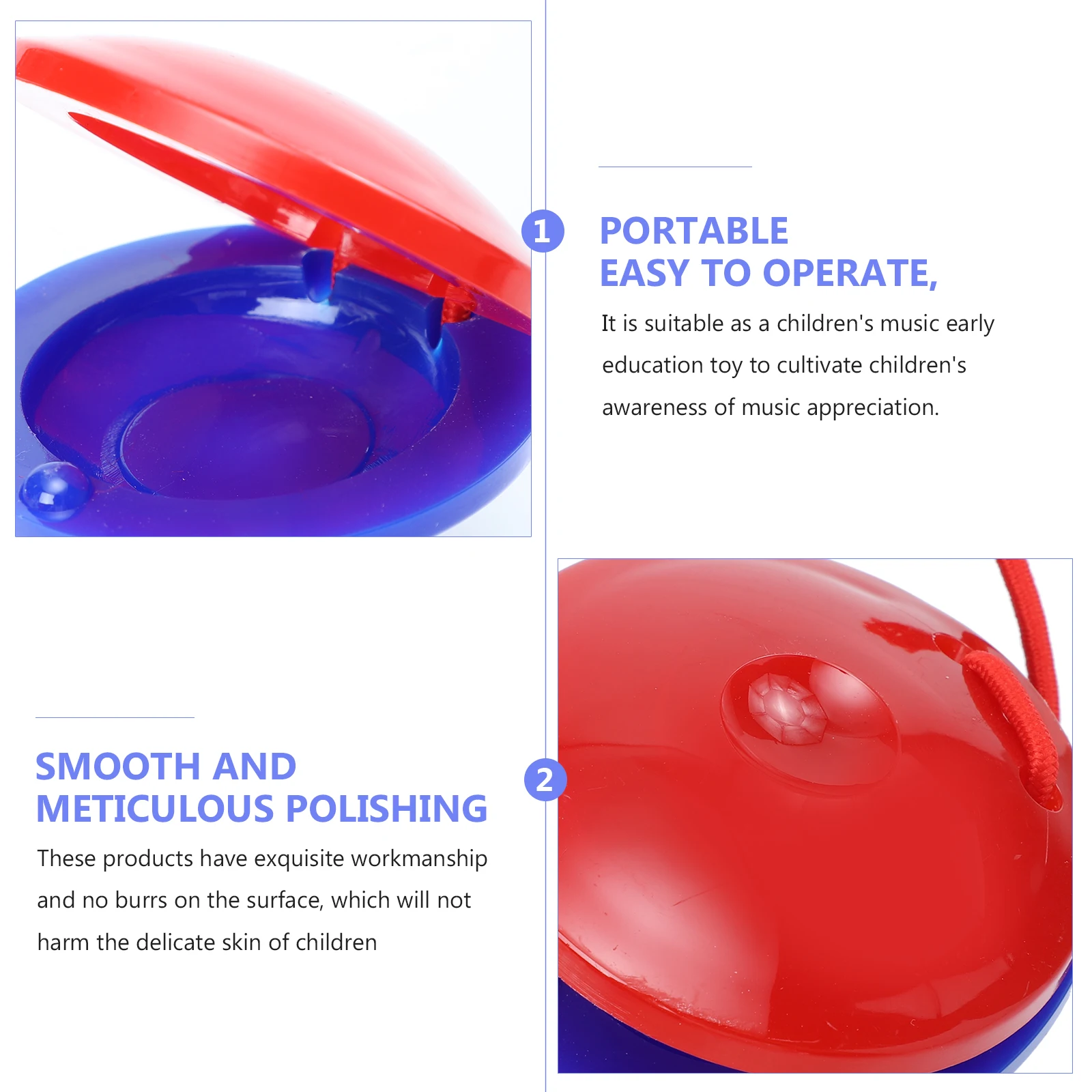 Tablero de baile redondo para niños, castañuela, juguetes de percusión, instrumentos musicales educativos, tamaño pequeño, desarrollo del ritmo, 10 Uds.