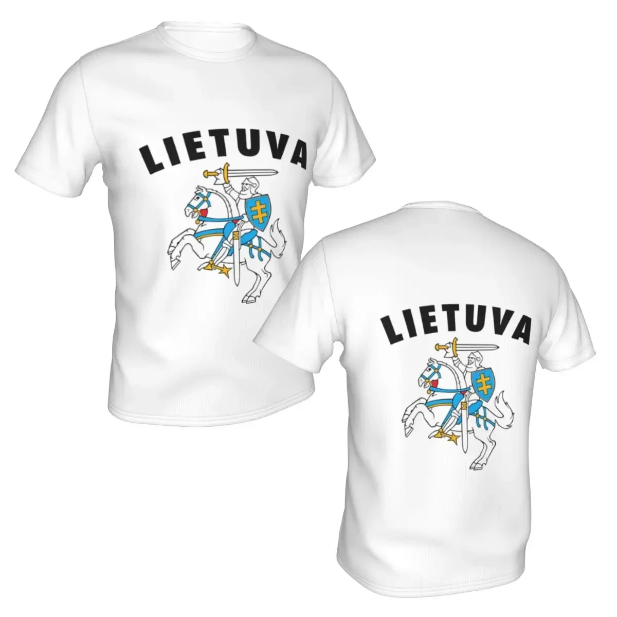 polyester Lietuva Lithuania Coat Of Arms  T-Shirt Men's Funny T Shirt Men Round Neck Summer Shirts Tops